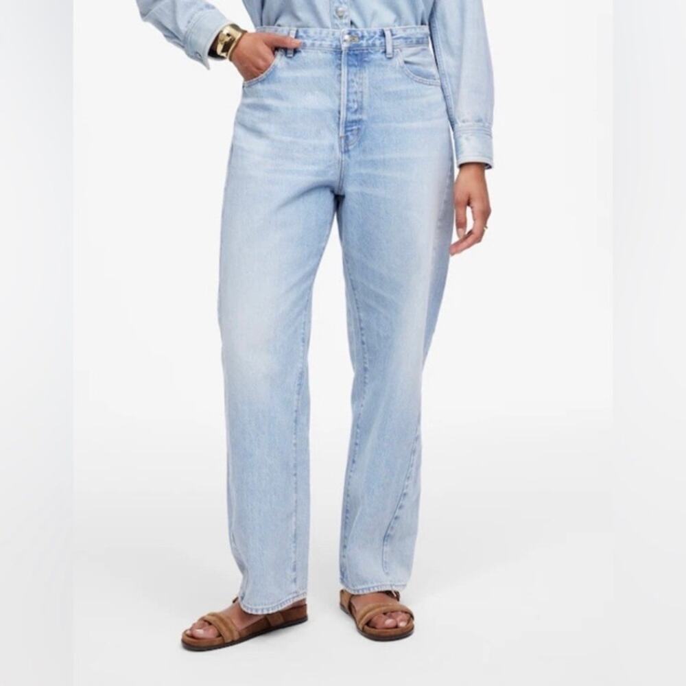 MADEWELL NWT The Petite Curvy Pieced Barrel-Leg Jean in Foster Wash Size 24P